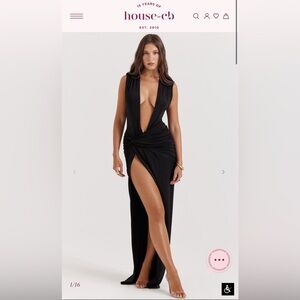 House of CB- LARELLE Black Plunge Maxi Dress
